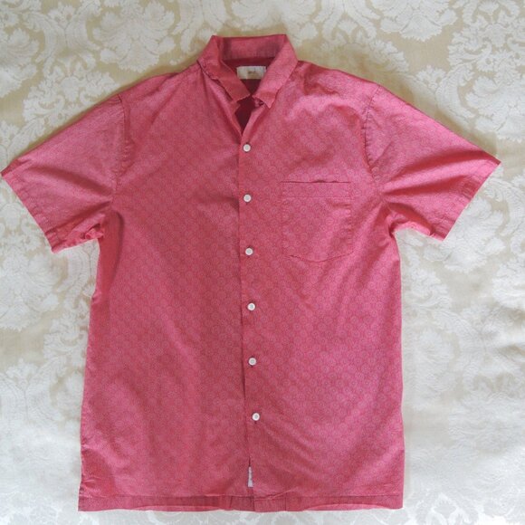 Onia Red & White Circle Dot Print Short Sleeve Button Shirt M - Picture 2 of 9